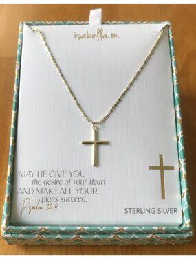 Isabella M Sterling Silver Gold Color Cross Necklace